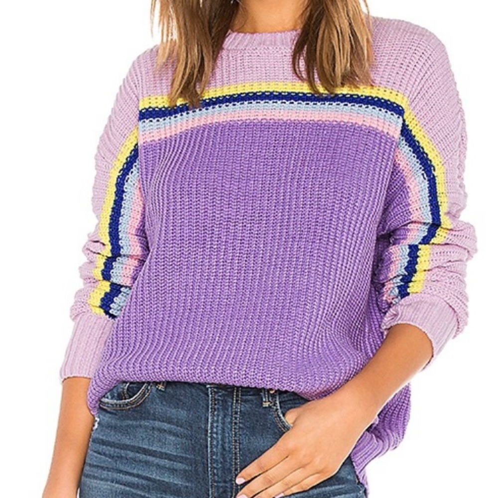 Lovers + Friends Leia Rainbow Striped Sweater